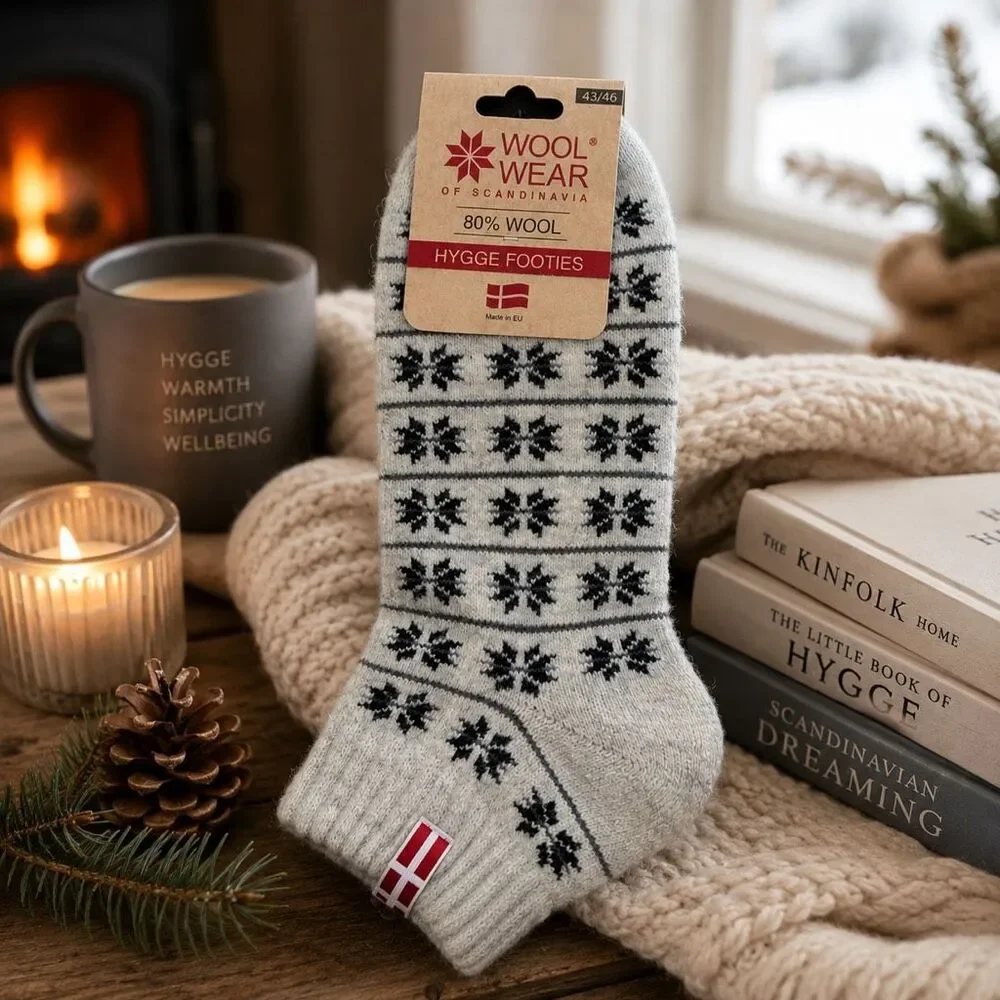 Woolwear Scandinavia Hygge Footies 80% Wool Socks Nordic Winter NWT Men 10–13 US